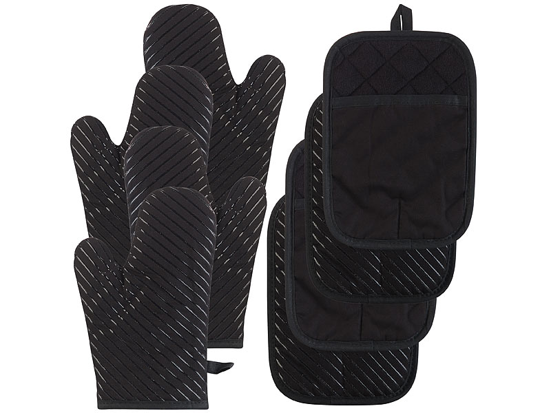 8er-Set Premium-Set Anti-Rutsch Ofenhandschuhe & extra grosse Topflappen 8er-Set Premium-Set Anti-Rutsch Ofenhandschuhe & extra grosse Topflappen