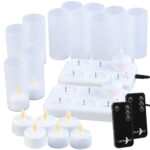 12er-Set Akku-LED-Teelichter mit Ladestation, Fernbedienung, 15 Stunden