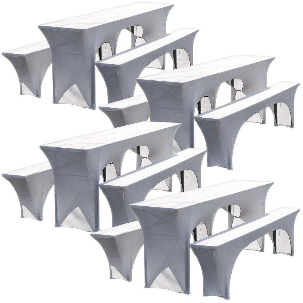3-teiliges Stretch-Hussen-Set für Biertischgarnitur, weiss, 4er-Set 3-teiliges Stretch-Hussen-Set für Biertischgarnitur, weiss, 4er-Set