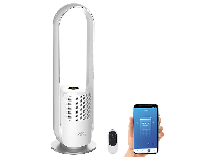 Rotorloser 360°-Ventilator mit WLAN, App, Sprachsteuerung, Timer, 35 W Rotorloser 360°-Ventilator mit WLAN, App, Sprachsteuerung, Timer, 35 W