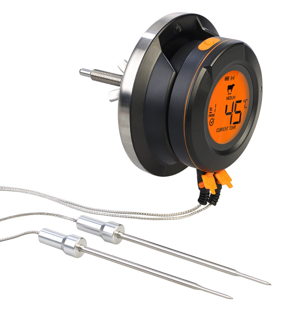 Smartes Digital-Grill-Thermometer, Umrüstset, 2 Sensoren, BT, App Smartes Digital-Grill-Thermometer, Umrüstset, 2 Sensoren, BT, App