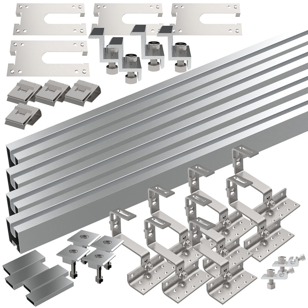 34-teiliges Dachmontage-Set für 2 Solarmodule, flexibel 34-teiliges Dachmontage-Set für 2 Solarmodule, flexibel