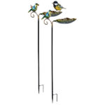 2er-Set Dekorative Vogeltränke aus Gusseisen, 3-teiliger Erdspiess, je bis 112 cm