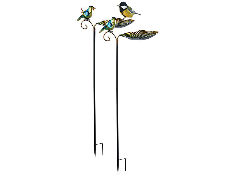 2er-Set Dekorative Vogeltränke aus Gusseisen, 3-teiliger Erdspiess, je bis 112 cm 2er-Set Dekorative Vogeltränke aus Gusseisen, 3-teiliger Erdspiess, je bis 112 cm