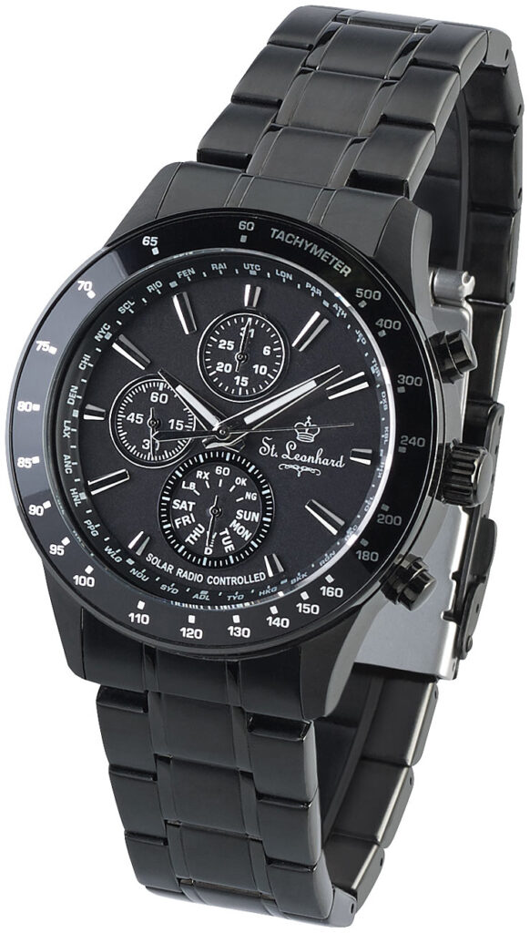 Herren-Funk-Armbanduhr, Solarbetrieb, 5 ATM, Tagesanzeige, schwarz Herren-Funk-Armbanduhr, Solarbetrieb, 5 ATM, Tagesanzeige, schwarz