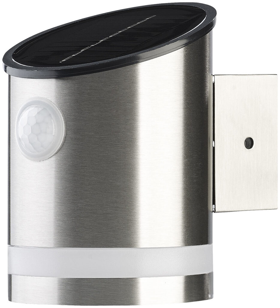Solar-LED-Wandleuchte aus Edelstahl mit Bewegungssensor, 50 lm, IP44 Solar-LED-Wandleuchte aus Edelstahl mit Bewegungssensor, 50 lm, IP44