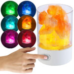RGB-LED-Tischleuchte mit natürlichen Salzkristallen, 7 Farben, USB, 3W