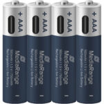 4er-Set Li-Ion-Akkus AAA mit USB-C, 1,5 V, 500 mAh