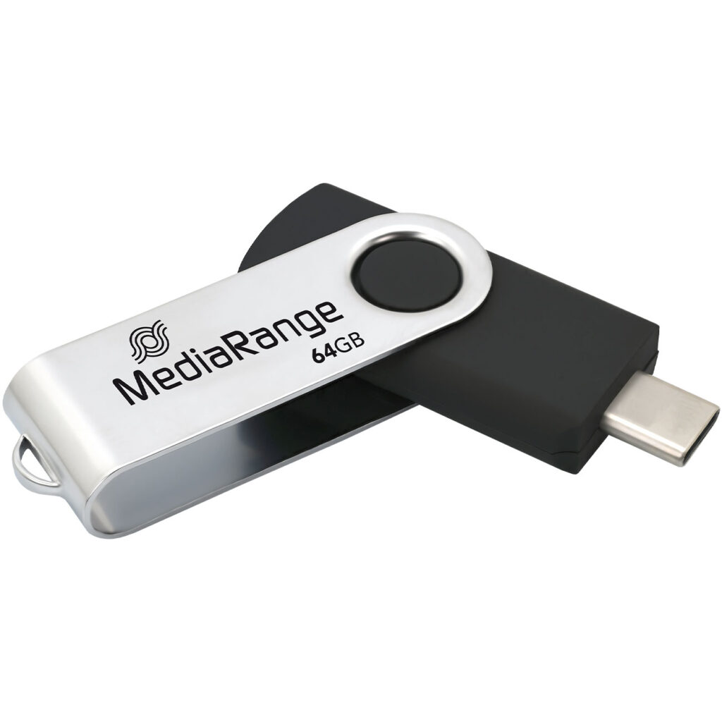 USB-Stick Typ-C, USB 3.2 Gen1, 64GB, schwarz-silber USB-Stick Typ-C, USB 3.2 Gen1, 64GB, schwarz-silber