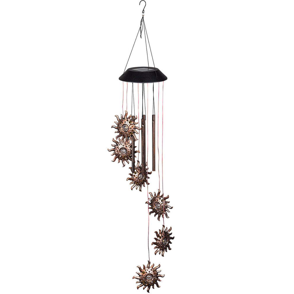 Solar Windspiel Sonne mit LED-Beleuchtung & Klang, 13 x 75 cm Solar Windspiel Sonne mit LED-Beleuchtung & Klang, 13 x 75 cm