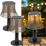 2er-Set LED Solar Tischlampe mit Lampenschirm in Rattan-Optik , 21 x 33 cm