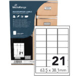 Universal-Klebe-Etiketten, stark haftend, 63.5 x 28.1 mm , 50 Blatt / 1050 Etiketten weiss