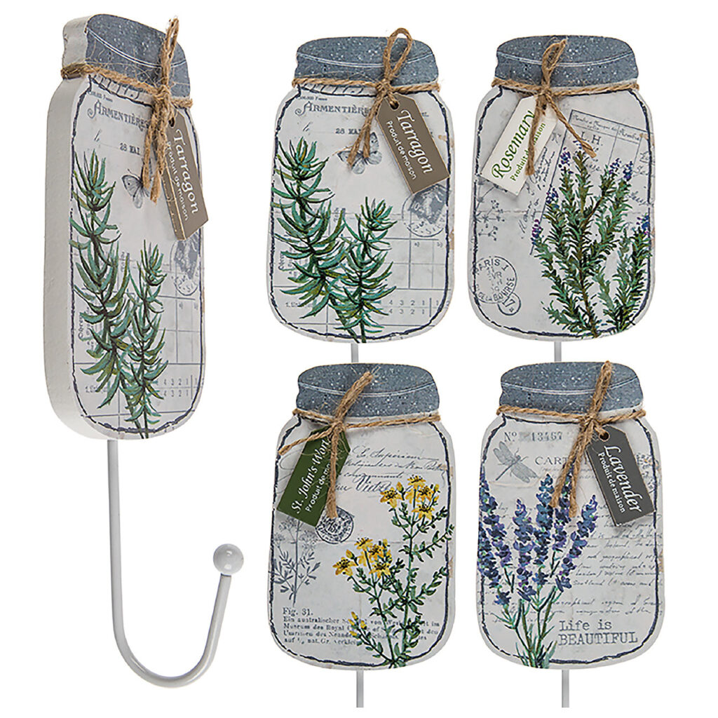 Weisser Holz-Wandhaken mit Blumendruck