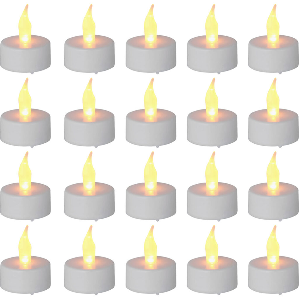 20er-Set LED-Teelichter, weiss, realistisches Flackern, inkl. Batterien