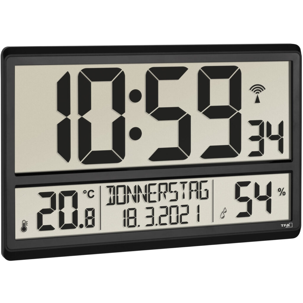 Digitale Funkuhr mit XL-Display und Raumklima-Werten Digitale Funkuhr mit XL-Display und Raumklima-Werten