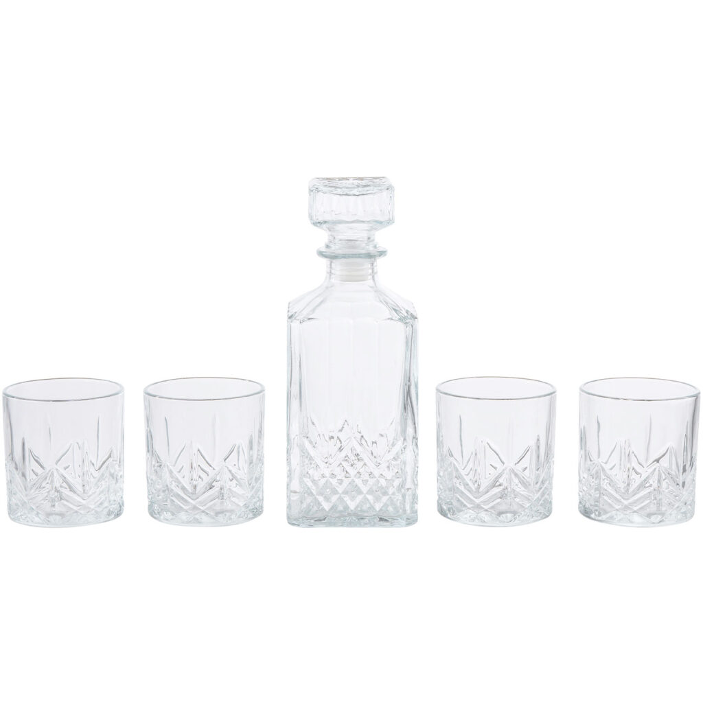 Whisky-Set Kristallglas: Karaffe (900ml) & 4 Gläser (350ml)