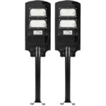 2er-Set LED Solar Strassenleuchte mit Lichtsensor & Fernbedienung, 100 Watt, IP65