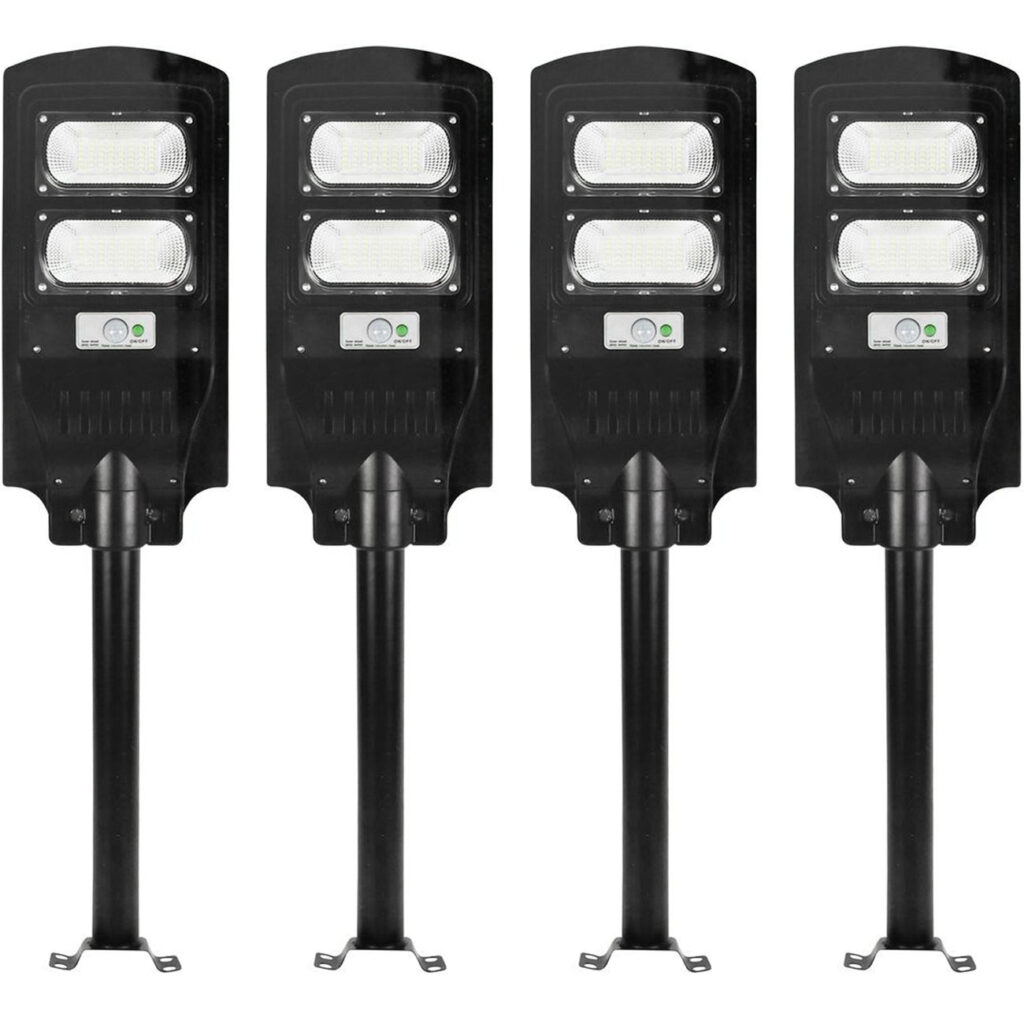 4er-Set LED Solar Strassenleuchte mit Lichtsensor & Fernbedienung, 100 Watt, IP65