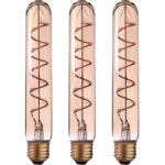 3er-Set LED-Filament-Lampe Röhre, T30, E27, 4 W, Amber, 240 lm, dimmbar, 3 x 18,5 cm