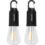 2er-Set LED Campinglampe mit Clip-Haken, schwarz: 100lm, Akku