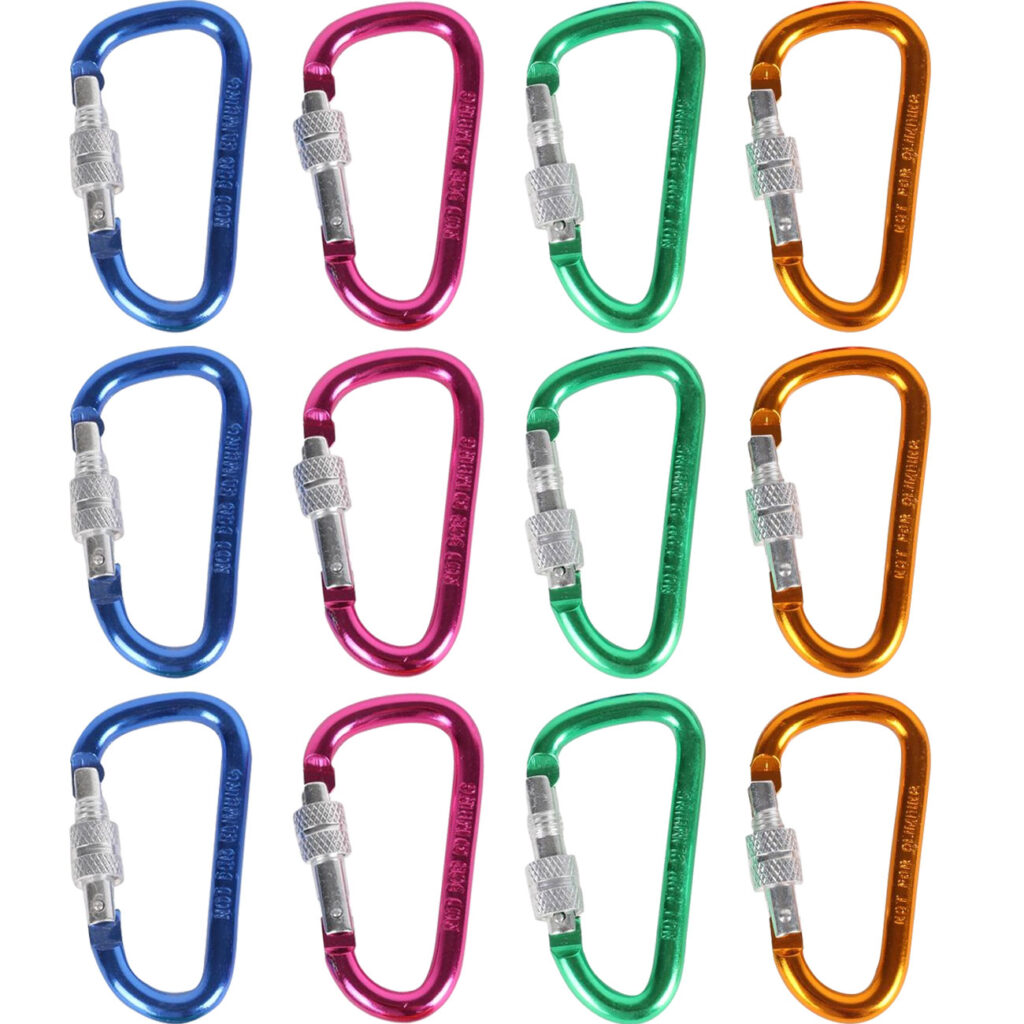 Buntes Mini-Karabiner-Set mit Schraubverschluss, 12-tlg.