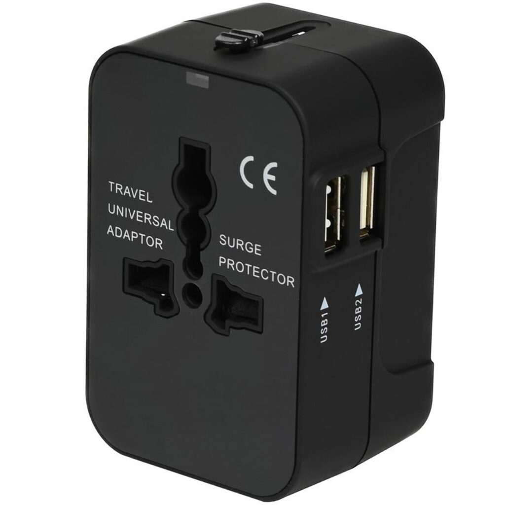 Universal-Reise-Stromadapter, 100 – 240 V, mit USB-A Universal-Reise-Stromadapter, 100 – 240 V, mit USB-A