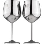 Metall-Weinglas-Set, 2tlg., silber, je 550 ml