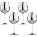Metall-Weinglas-Set, 4tlg., silber, je 550 ml