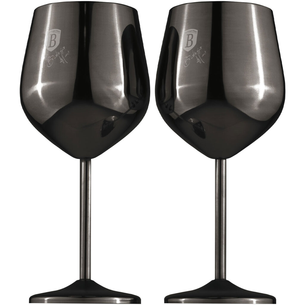 Metall-Weinglas-Set, 2tlg., schwarz, je 550 ml