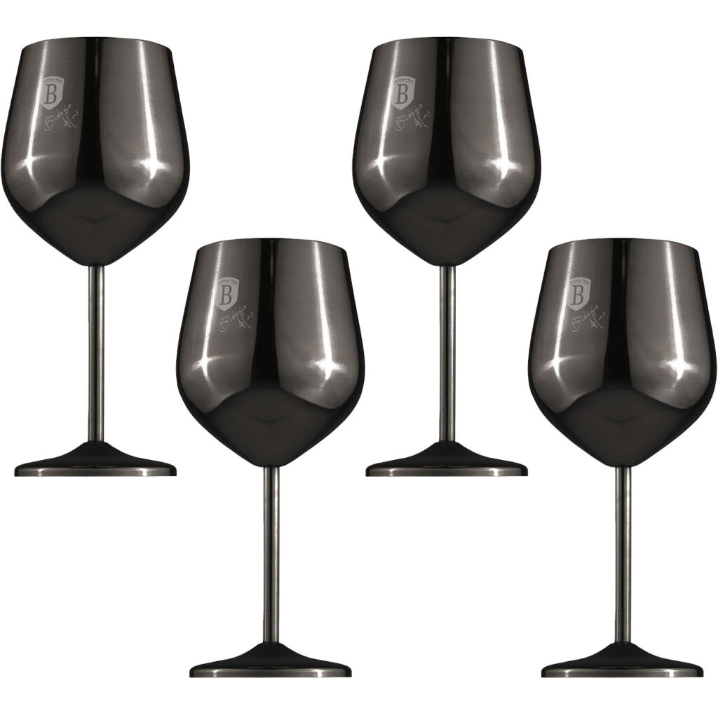 Metall-Weinglas-Set, 4tlg., schwarz, je 550 ml