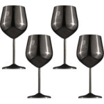 Metall-Weinglas-Set, 4tlg., schwarz, je 550 ml
