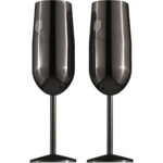 Metall-Champagnerglas-Set, 2tlg., schwarz, je 260 ml