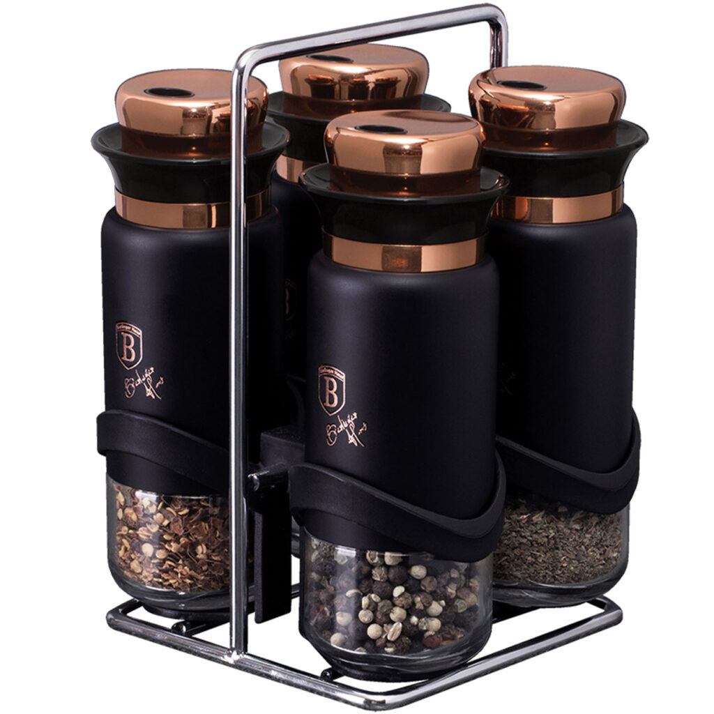 6-teiliges Küchenwerkzeug-Set mit drehbarem Ständer, schwarz-roségold 6-teiliges Küchenwerkzeug-Set mit drehbarem Ständer, schwarz-roségold