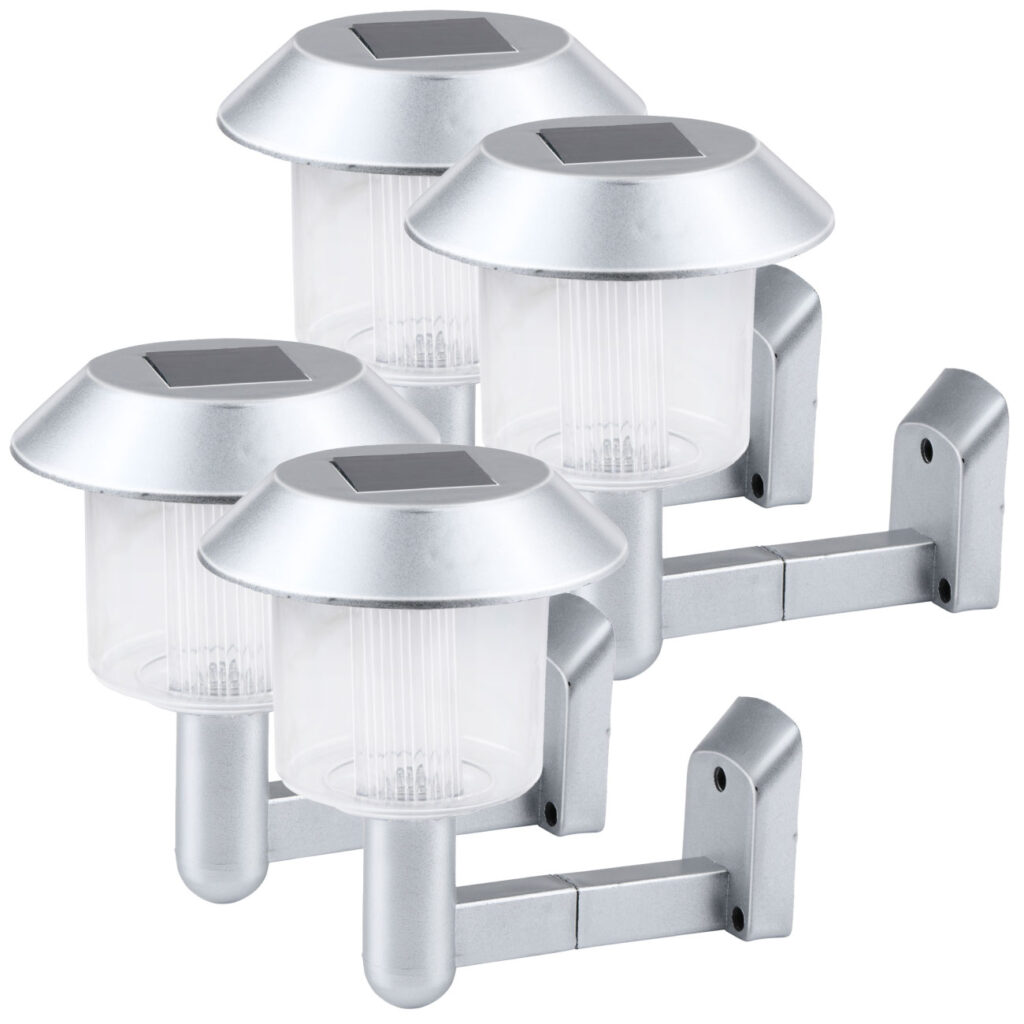 4er-Set Solar-Wandleuchte, silber