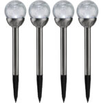 4er-Set Solar-Gartenlampe mit Crackle-Effekt-Kugel & Erdspiess, weiss & bunt