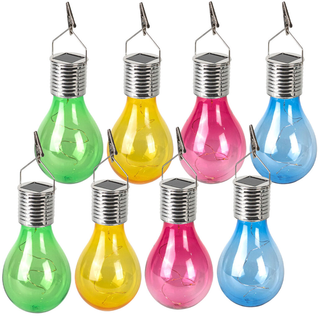 Solar-LED-Lampe in Glühbirnen-Form, 8er-Set, bunt, Ø 7,5 x H5 x H 15 cm Solar-LED-Lampe in Glühbirnen-Form, 8er-Set, bunt, Ø 7,5 x H5 x H 15 cm