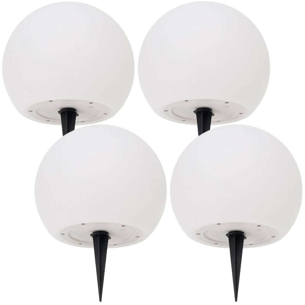 4er-Set LED-Leuchtkugel mit Fernbedienung, solarbetrieben, RGBW, 60 Lu, IP67, Ø 30 cm 4er-Set LED-Leuchtkugel mit Fernbedienung, solarbetrieben, RGBW, 60 Lu, IP67, Ø 30 cm