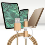 Ladekabel 2in1 USB Micro & Type C, 1 Meter, Gold-Nylon