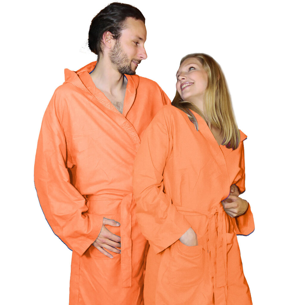 Mikrofaser-Bademantel, 80% Polyester, 20% Polyamid, orange, XL Mikrofaser-Bademantel, 80% Polyester, 20% Polyamid, orange, XL