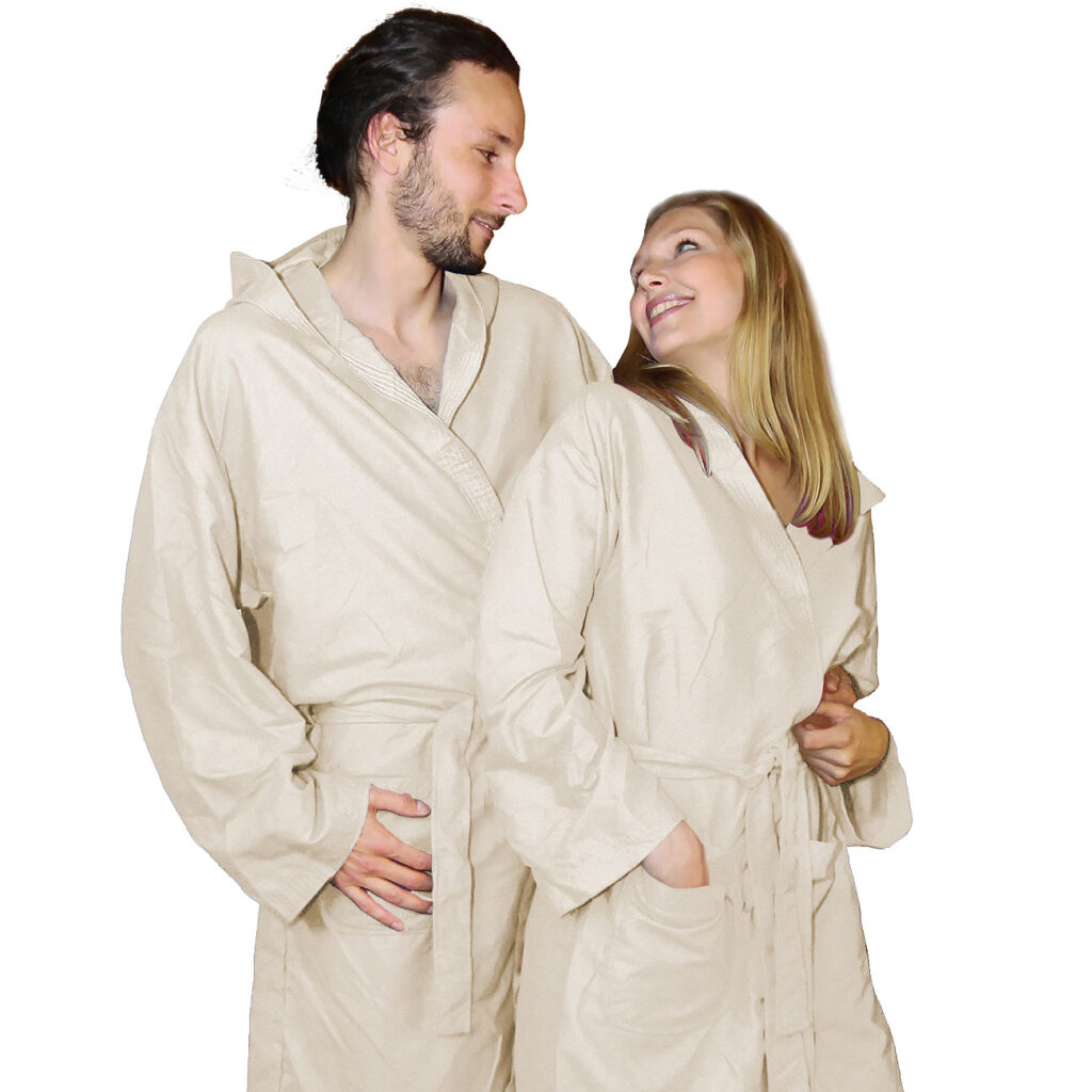 Mikrofaser-Bademantel, 80% Polyester, 20% Polyamid, cremefarben, L Mikrofaser-Bademantel, 80% Polyester, 20% Polyamid, cremefarben, L