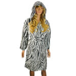 Mikrofaser-Bademantel, 80% Polyester, 20% Polyamid, Zebra-Muster, L