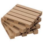 Naturfarbene Holz-Untersetzer in Paletten-Form, 4 Stück, ca. 10 x 4cm