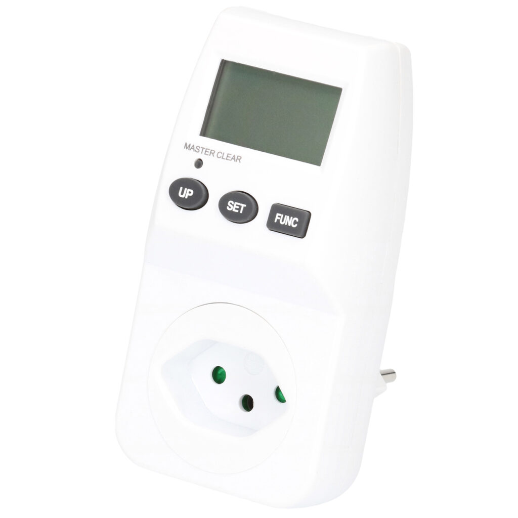 Digitales Energie-Messgerät, weiss, 230V, 2300W, 120 x 60 x 85 mm Digitales Energie-Messgerät, weiss, 230V, 2300W, 120 x 60 x 85 mm