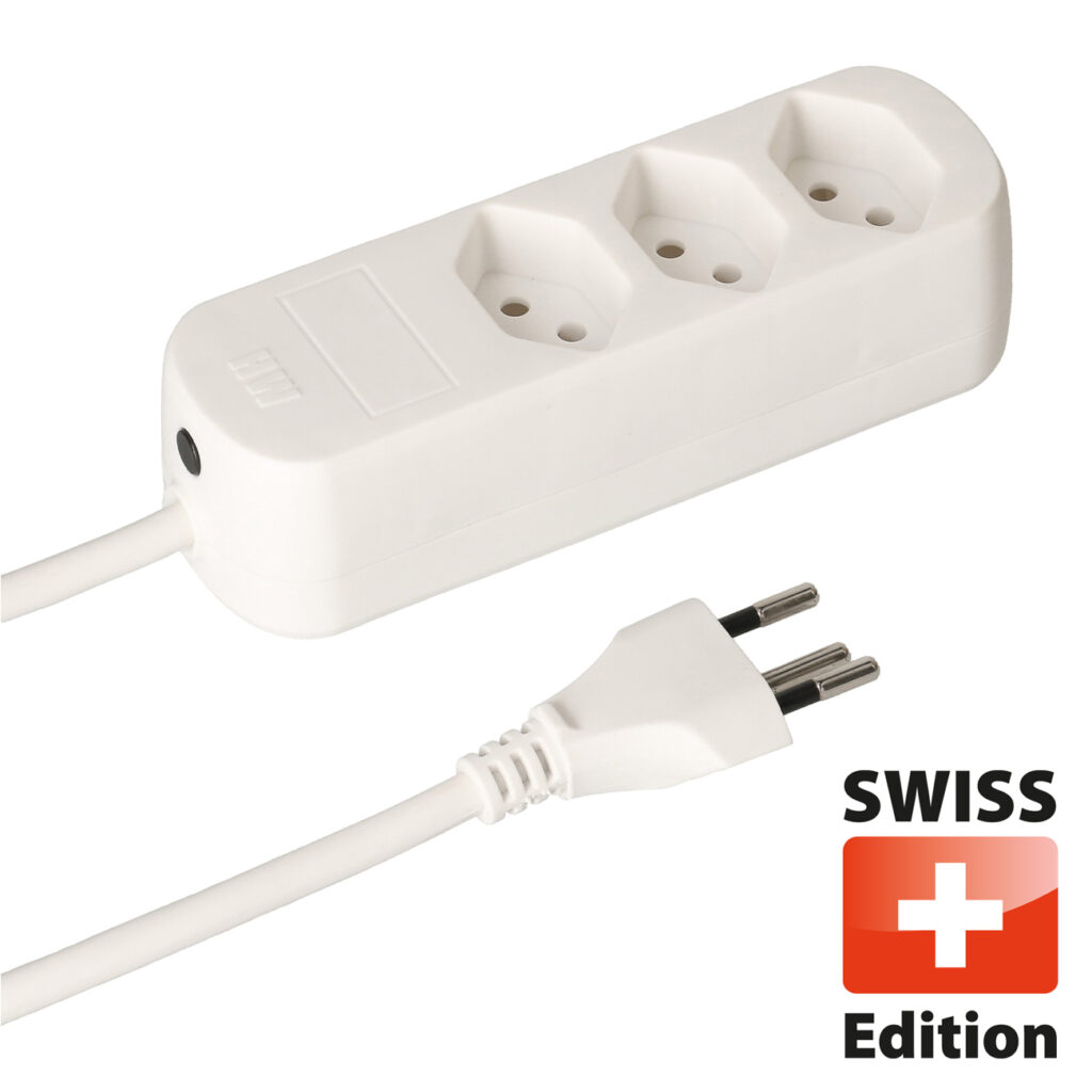 Steckdosenleiste mit 3 Steckdosen des Typs T13, weiss Steckdosenleiste mit 3 Steckdosen des Typs T13, weiss