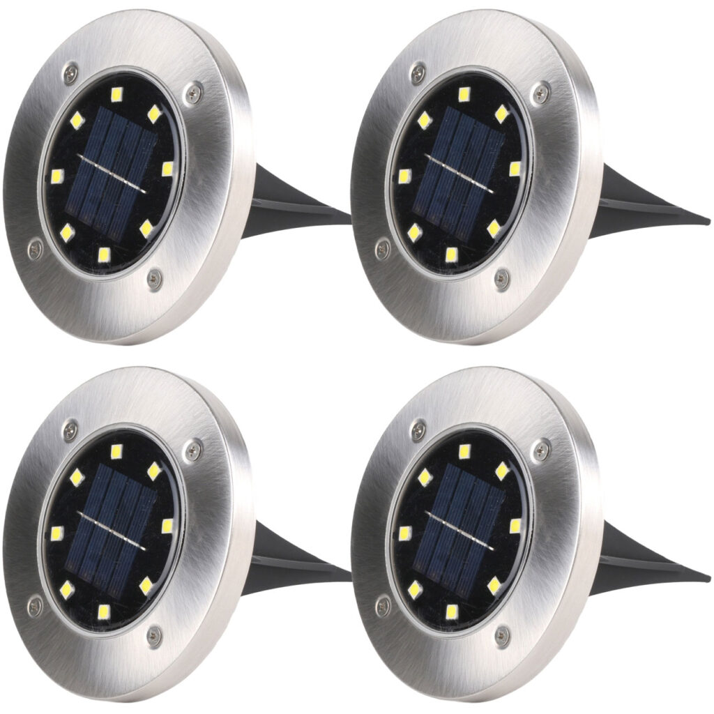 4er Set LED Garten Bodenleuchte, Solar, IP44
