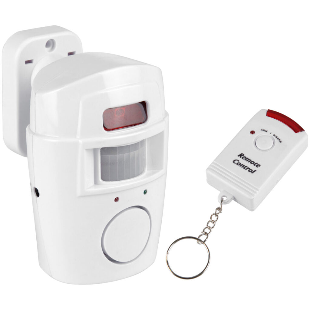 Bewegungsmelder mit Alarmfunktion und zwei Fernbedienungen, 105db Bewegungsmelder mit Alarmfunktion und zwei Fernbedienungen, 105db