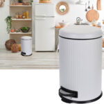 Mülleimer, weiss, Treteimer, 20 Liter, Edelstahl