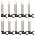 LED-Weihnachtsbaumkerzen kabellos mit Fernbedienung, 10er Set, weiss