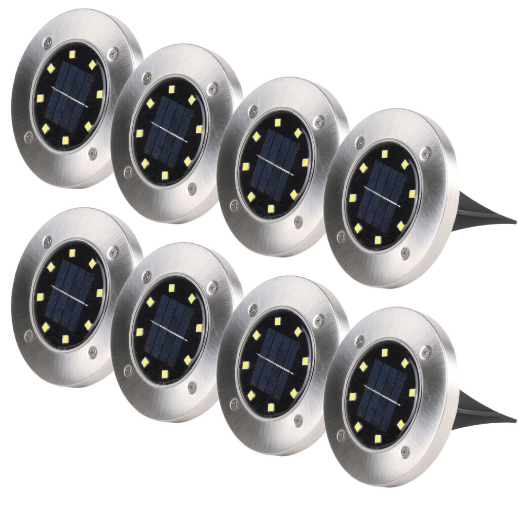 8er Set LED Garten Bodenleuchte, Solar, IP44