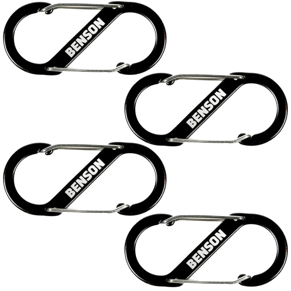 4er Set Doppel Karabinerhaken, S-Clip, 4 x 9 cm